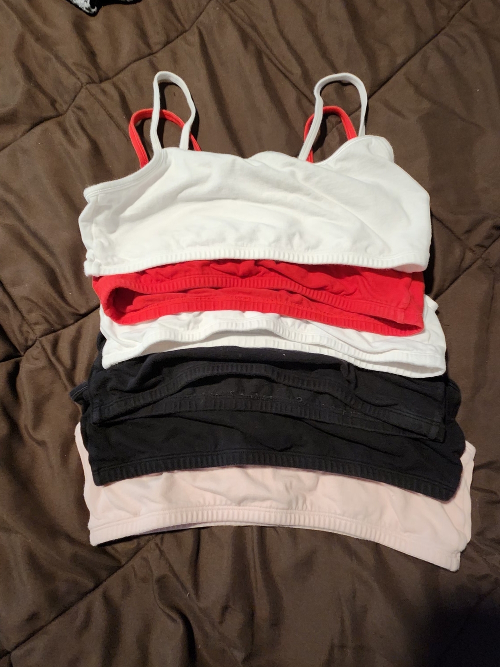 Fruit Of The Loom Spaghetti Strap Sports Bras - White, Red, Black, Light Pink